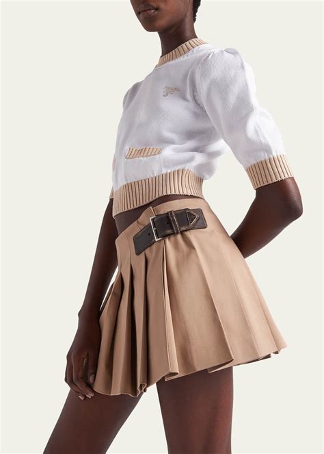 Prada Pleated Gabardine Miniskirt 